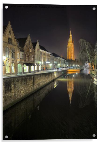 Bruges By Night. Acrylic by Jason Connolly