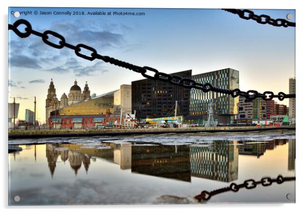 Mann Island Reflections, Liverpool. Acrylic by Jason Connolly