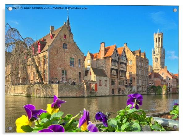 Pansies In Bruges. Acrylic by Jason Connolly