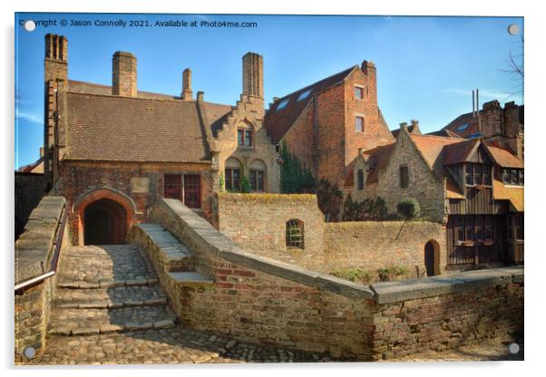 Buildings Of Bruges. Acrylic by Jason Connolly