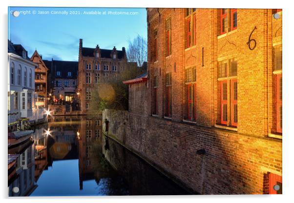 Buildings Of Bruges. Acrylic by Jason Connolly