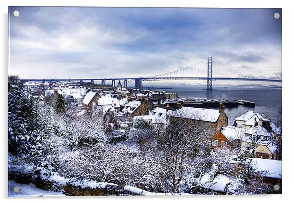 South Queensferry in the Snow Acrylic by Tom Gomez