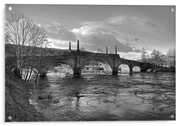 Wade's Bridge at Aberfeldy - B&W Acrylic by Tom Gomez