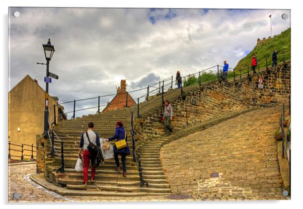 Bottom of the Whitby Steps Acrylic by Tom Gomez