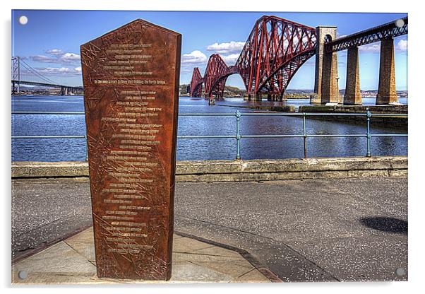 Forth Bridge Monument Acrylic by Tom Gomez