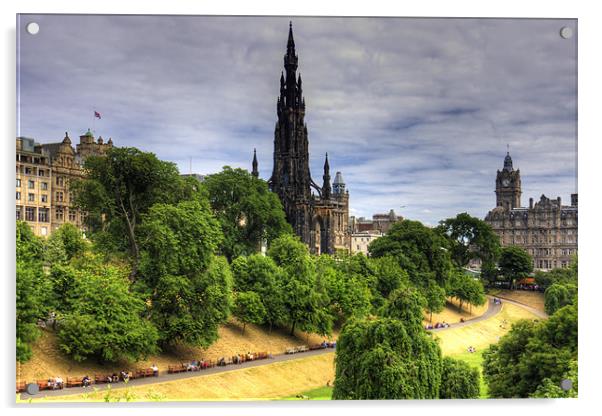 The Scott Monument in July Acrylic by Tom Gomez