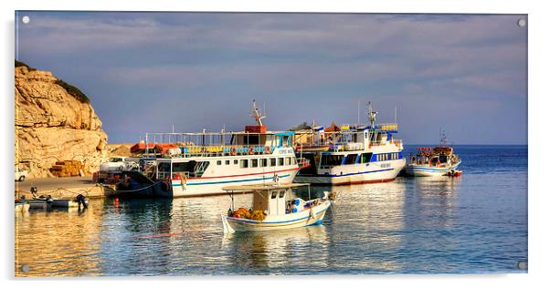 Halki Ferries Acrylic by Tom Gomez