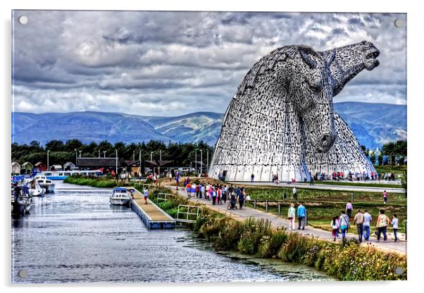 Kelpies and Canal Acrylic by Tom Gomez