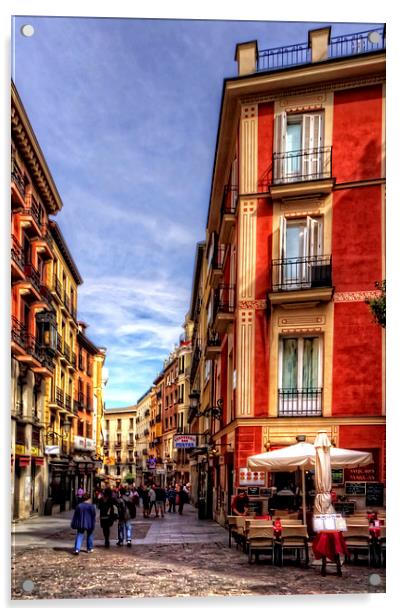 Shopping in Madrid Acrylic by Tom Gomez