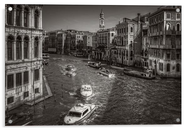 Looking North on the Grand Canal - B&W Acrylic by Tom Gomez