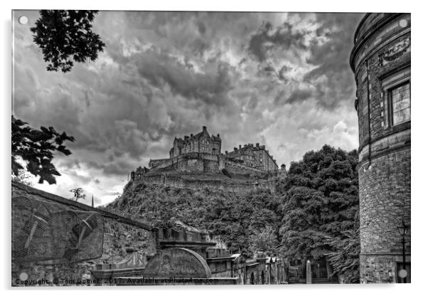 The Castle from St Cuthberts - B&W Acrylic by Tom Gomez
