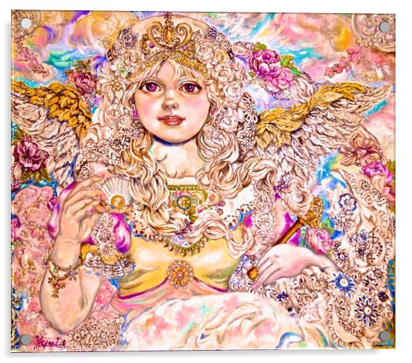 Yumi Sugai. The angel of the Golden pearl. Acrylic by Yumi Sugai