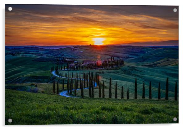 Sunset At The Lovely Val D'Orcia Acrylic by Chris Lord