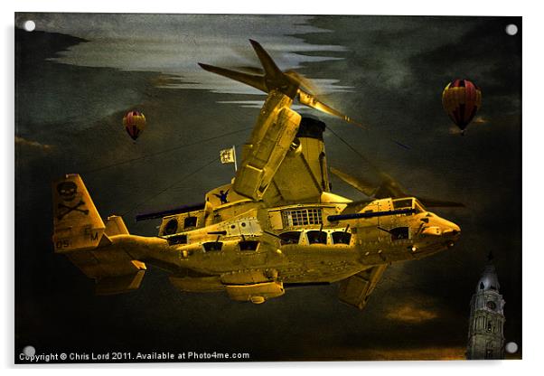 The Golden Steam Powered  Flying Gunship Acrylic by Chris Lord