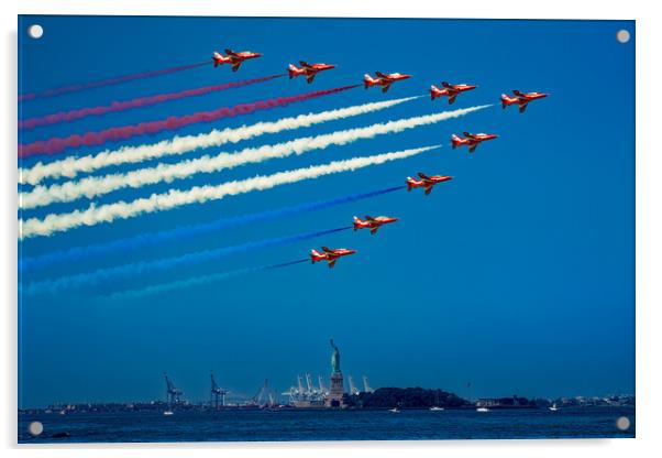 The Red Arrows Visit New York City Acrylic by Chris Lord