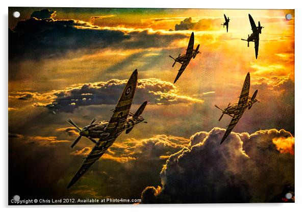 Spitfire Attack Acrylic by Chris Lord