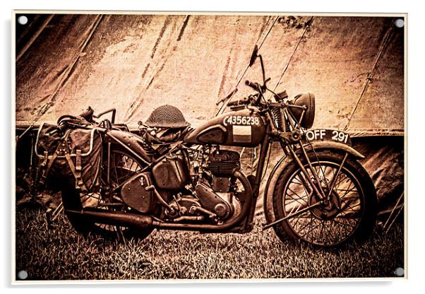 Wartime Motorcycle Acrylic by Chris Lord