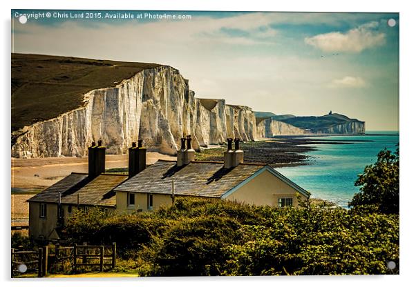 The Seven Sisters  and the Coast Guard Cottages Acrylic by Chris Lord