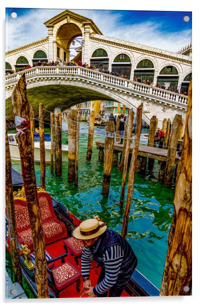 The Rialto Bridge On The Grand Canal In Venice Acrylic by Chris Lord