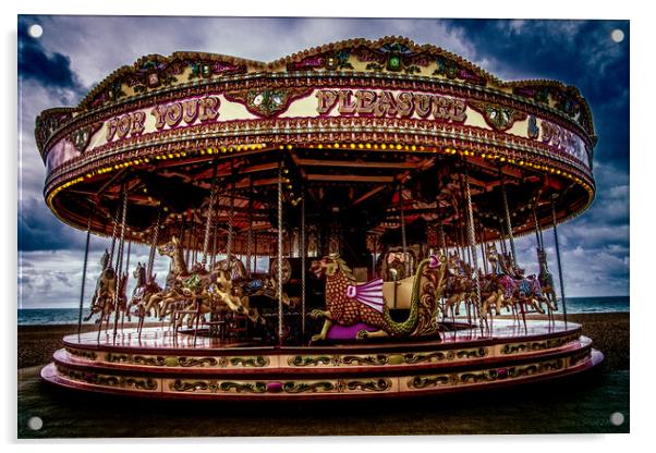 Brighton Seafront Carousel Acrylic by Chris Lord