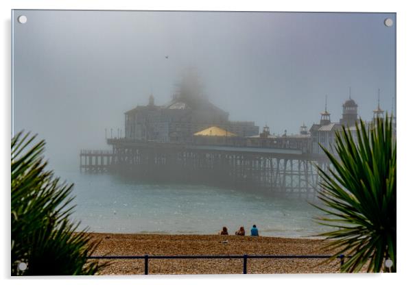 Misty Morning At Eastbourne Pier Acrylic by Chris Lord