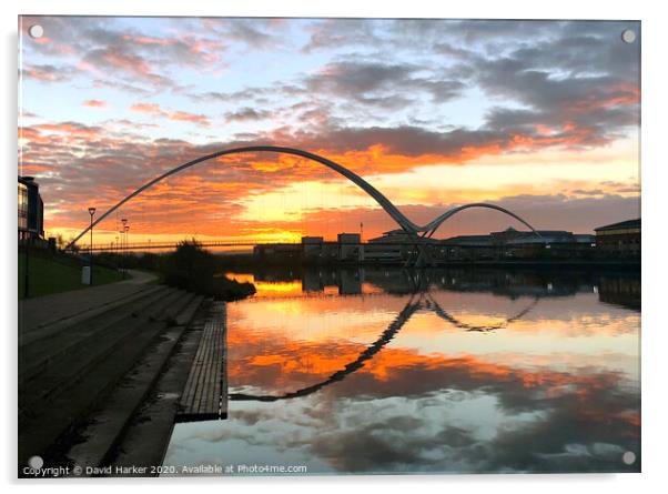 Infinity Bridge, Stockton on Tees, Sunrise Acrylic by David Harker