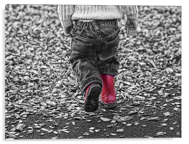 Red Wellies Acrylic by Lynne Morris (Lswpp)