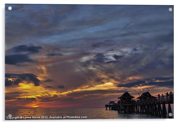 Sunset At Naples Pier Acrylic by Lynne Morris (Lswpp)
