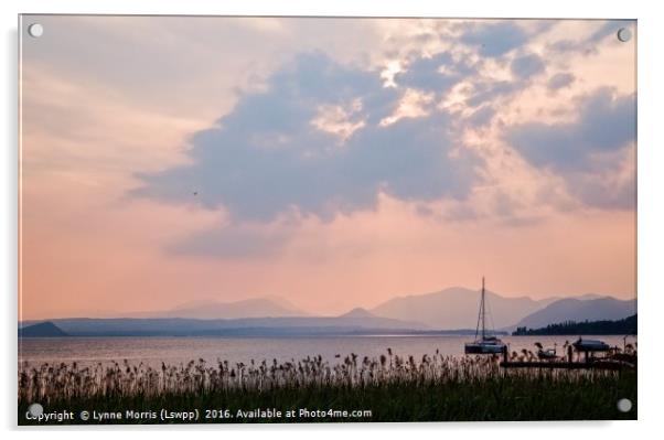 Sunset over Lake Garda, Italy Acrylic by Lynne Morris (Lswpp)