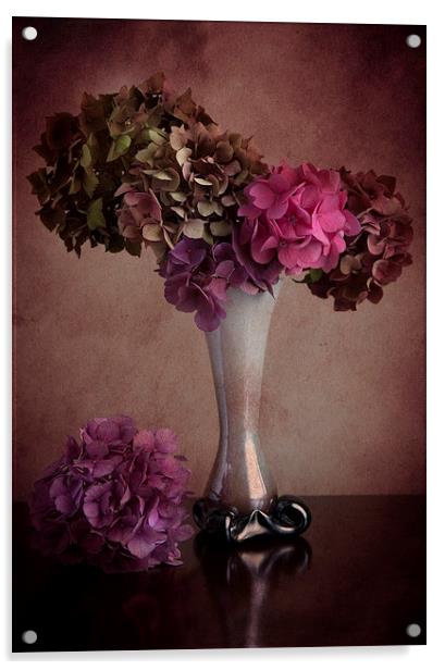  Hydrangea in vase Acrylic by Eddie John