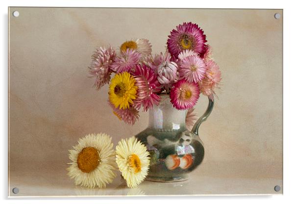  Everlasting flowers in vase  Acrylic by Eddie John