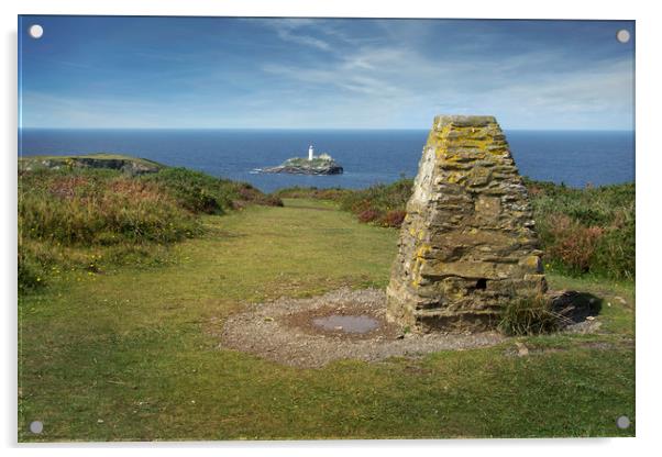 Godrevy lighthouse cornwall Acrylic by Eddie John