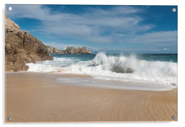 Porthcurno beach Cornwall Acrylic by Eddie John