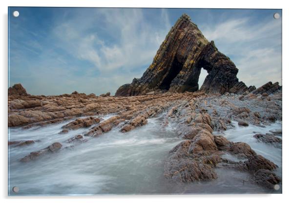 Blackchurch Rock -  north Devon Acrylic by Eddie John