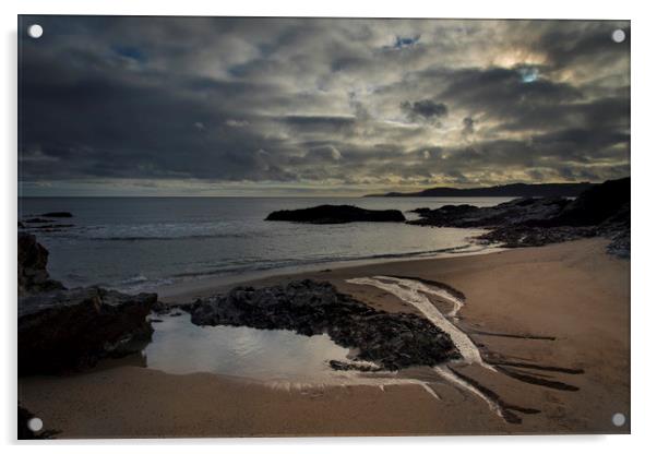 Carlyon bay beach Cornwall Acrylic by Eddie John