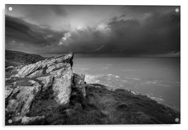 Pentire headland north coast Cornwall  Acrylic by Eddie John
