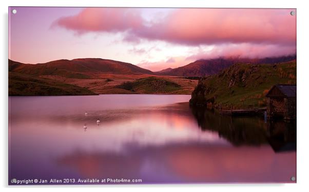 Llyn Y Dywarchen Sunset Acrylic by Jan Allen
