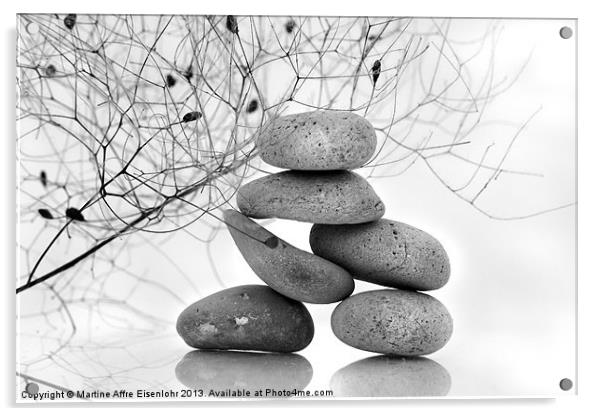 Zen pebbles Acrylic by Martine Affre Eisenlohr