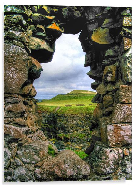 The View Dunluce Castle Acrylic by Victoria Limerick