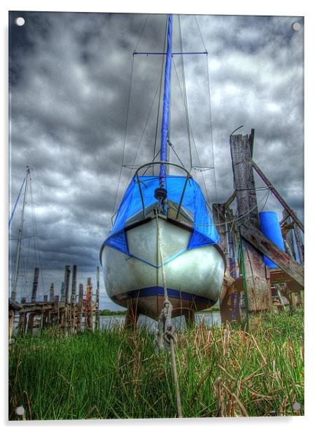 Grounded Yacht - Skippool Creek, Acrylic by Victoria Limerick