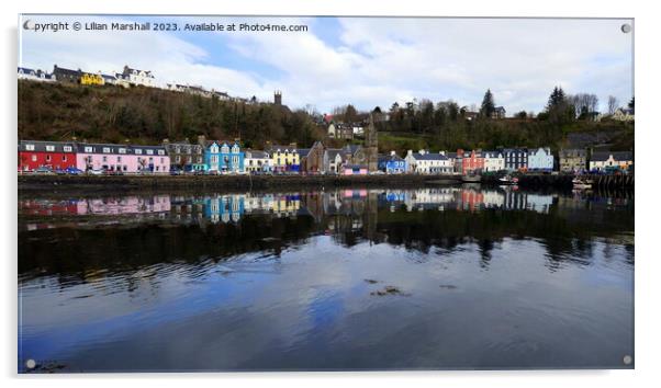 A panorama view Tobermoray Promenade.  Acrylic by Lilian Marshall