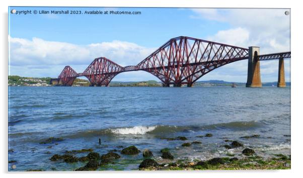 The Forth Bridge at Dalmeny South Queensferry.. Acrylic by Lilian Marshall