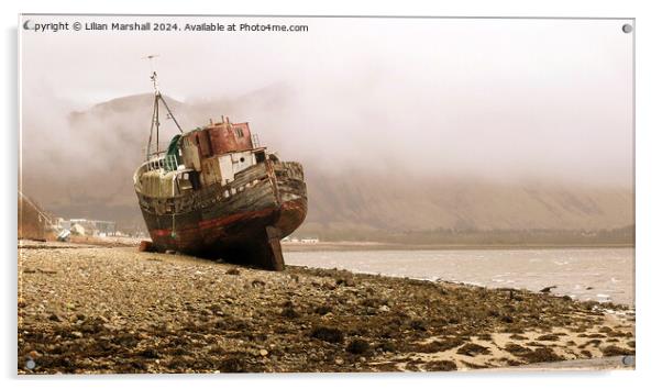 MV Dayspring  at Corpach. Acrylic by Lilian Marshall