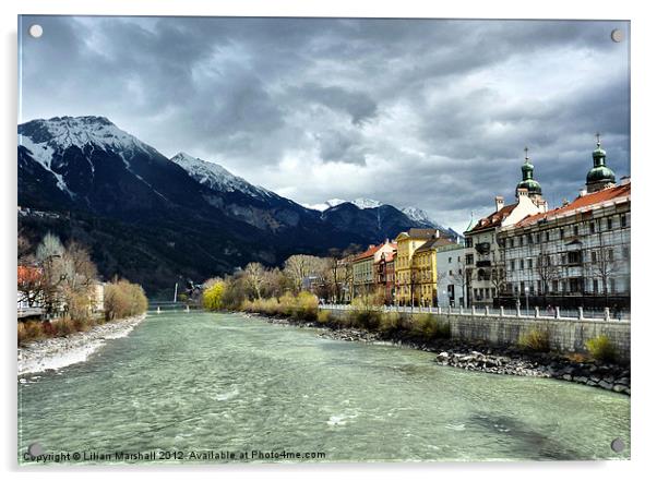 The Inn River-Innsbruck. Acrylic by Lilian Marshall