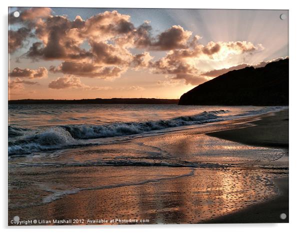 Sunrise over Carbis Bay Acrylic by Lilian Marshall