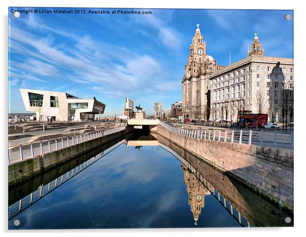 The Pier Head Liverpool. Acrylic by Lilian Marshall