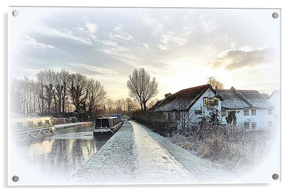 The Frozen Lancaster Canal Acrylic by Lilian Marshall