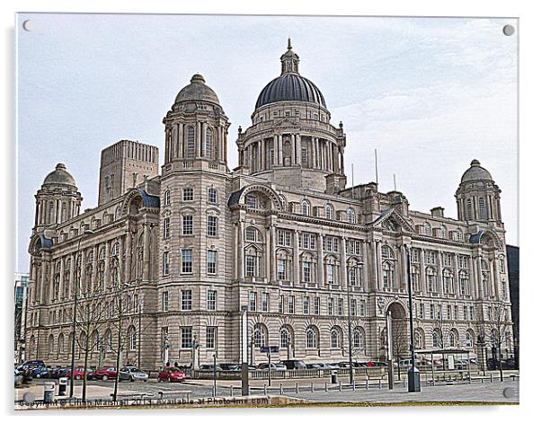 Port of Liverpool Building. Acrylic by Lilian Marshall