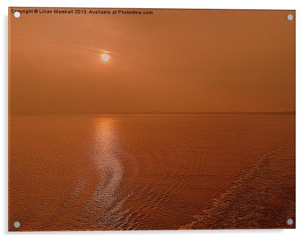 Sunset on the Humber estuary Acrylic by Lilian Marshall