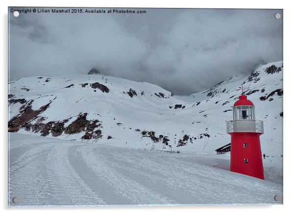 Oberalp pass.   Acrylic by Lilian Marshall